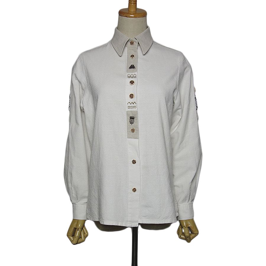 EURO古着 60s～ ハンドクロスステッチチロルシャツ・ブラウス S～M チロルシャツ｜古着通販ショップ【異国屋】