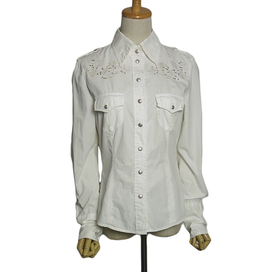 ESPRIT コットンシャツ アイボリーホワイト