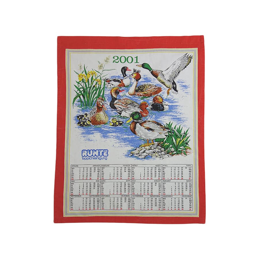 鴨 鳥 ファブリック カレンダー 雑貨 タペストリー 布
