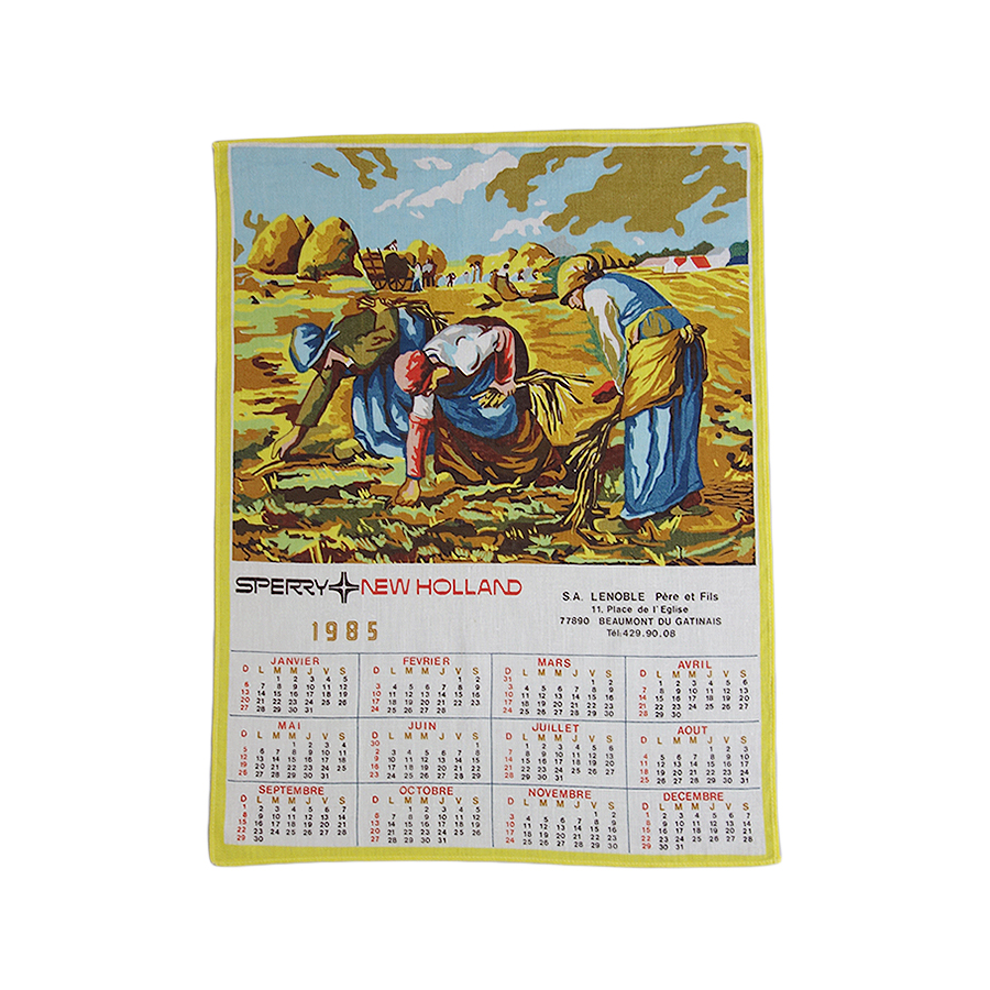 1985年 農婦 ヴィンテージ ファブリック カレンダー 雑貨 タペストリー 布