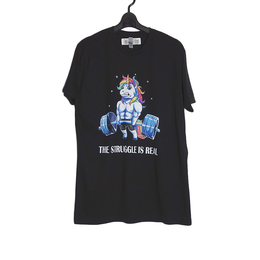 THE STRUGGLE IS REAL ユニコーン プリントTシャツ 新品  黒