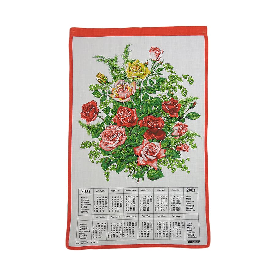 KREIER 薔薇の花 リネン ファブリック カレンダー 雑貨 タペストリー 布