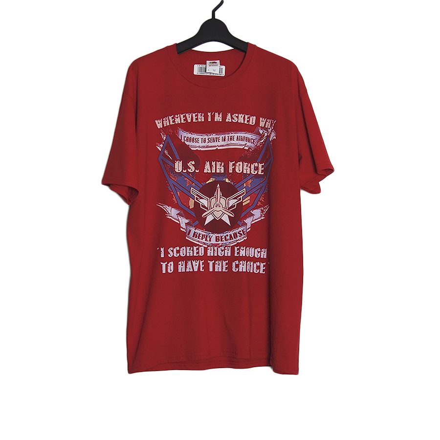 U.S. AIR FORCE プリントTシャツ 新品 FRUIT OF THE LOOM 赤