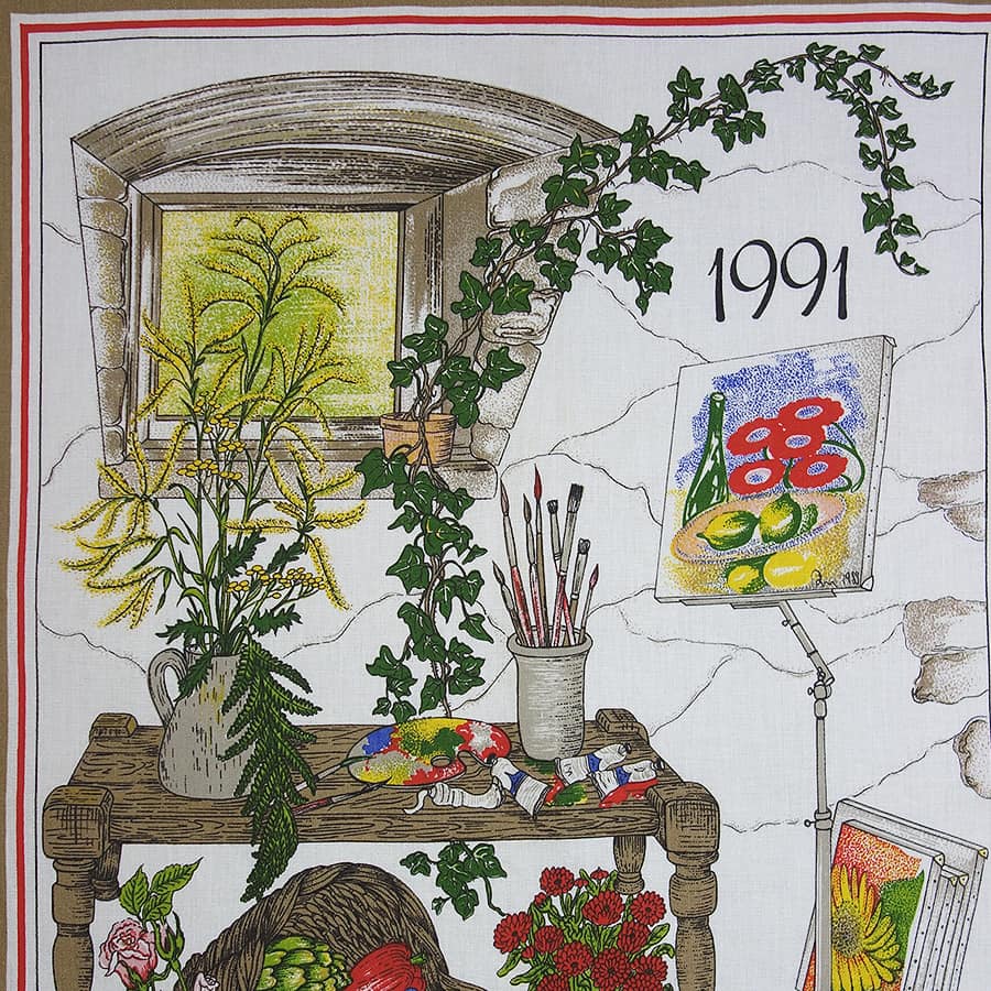 1991年 アトリエ ヴィンテージ ファブリック カレンダー 雑貨