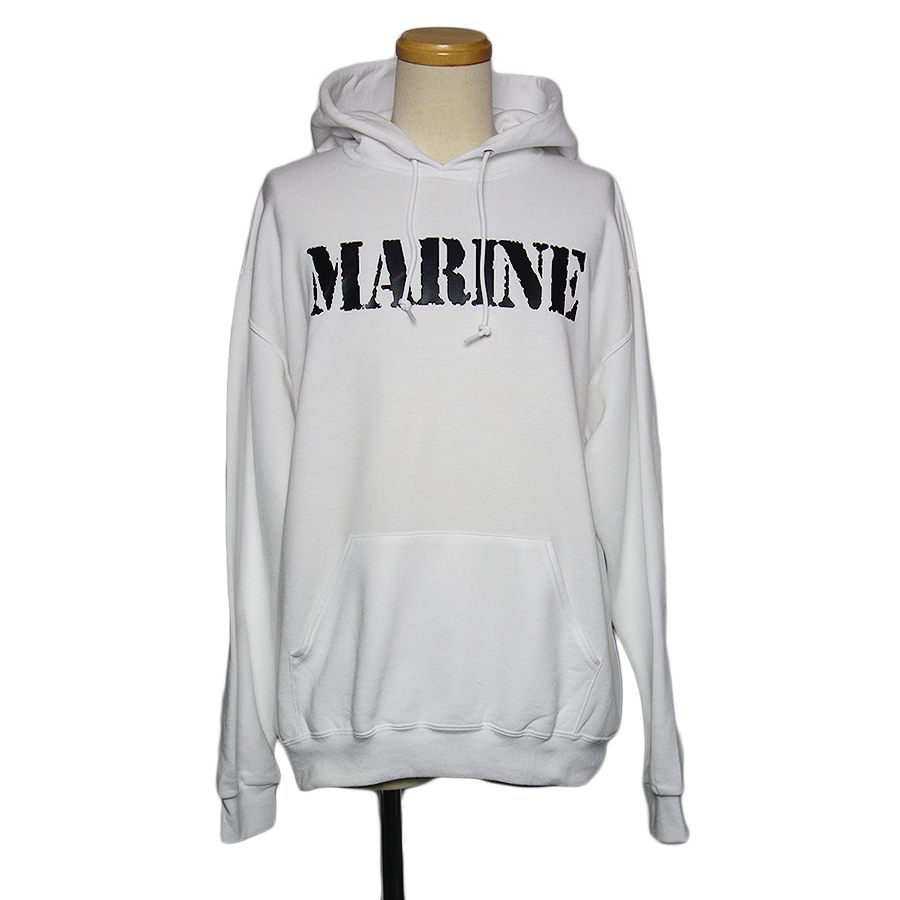 MARINE プリントパーカー 新品 JERZEES 白