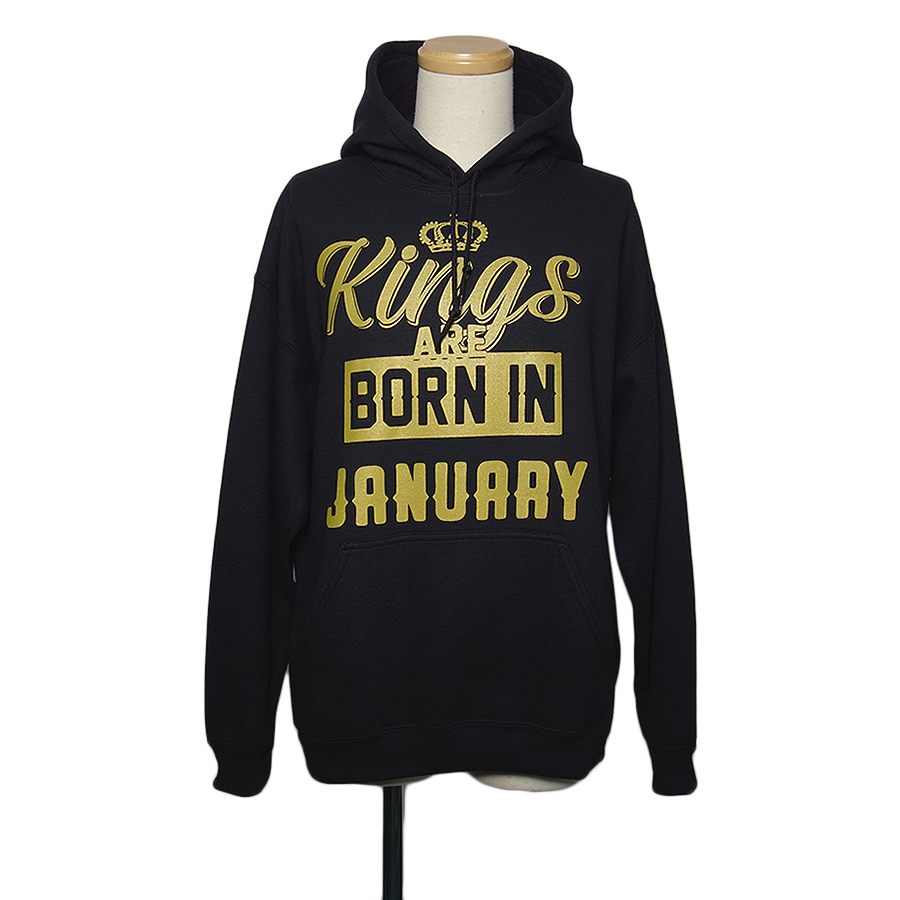 KINGS ARE BORN IN JANUARY 新品 GILDAN 黒 パーカー