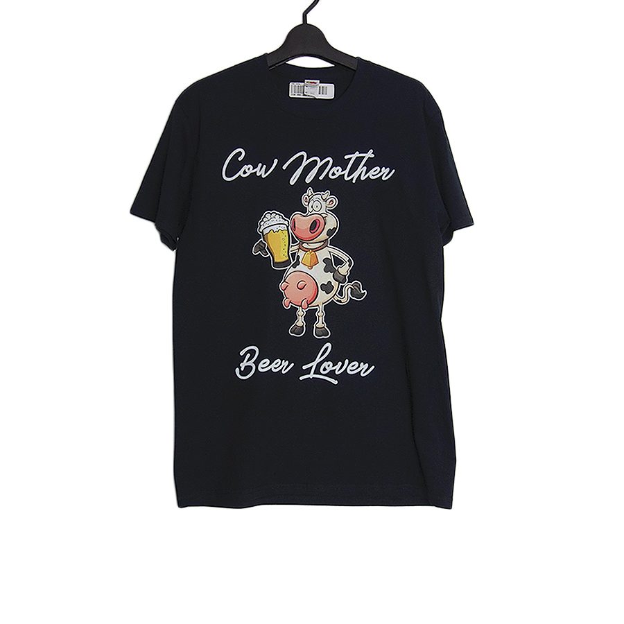 Cow Mother Beer Lover Tシャツ 新品 FRUIT OF THE LOOM 黒