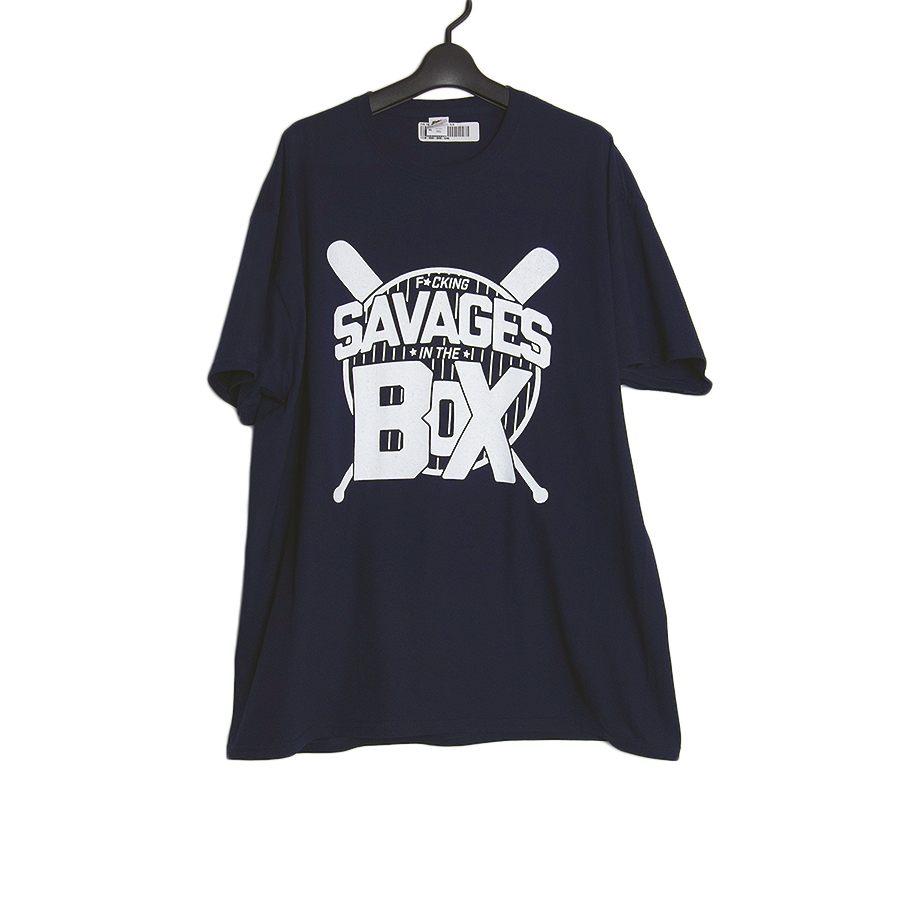 SAVAGES IN THE BOX プリントTシャツ 新品 FRUIT OF THE LOOM 紺
