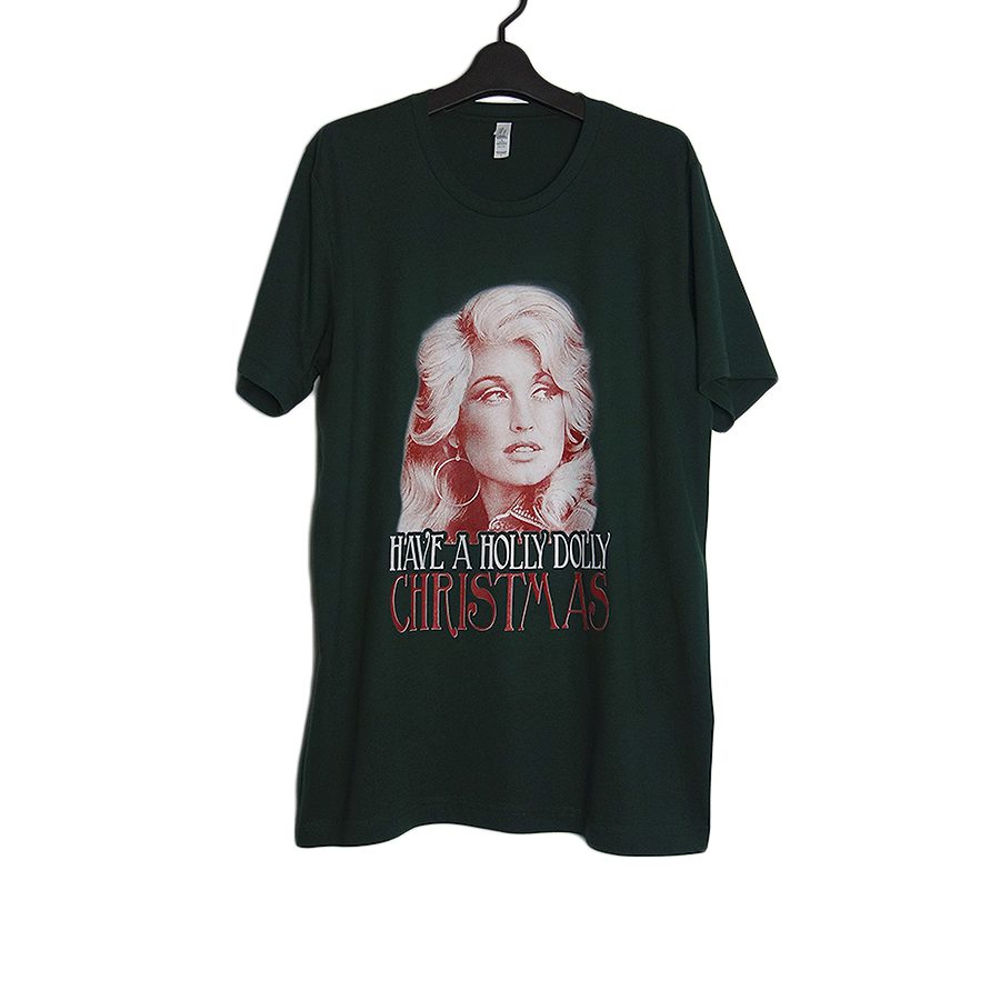 HAVE A HOLLY DOLLY CHRISTMAS プリントTシャツ 新品 CANVAS 深緑
