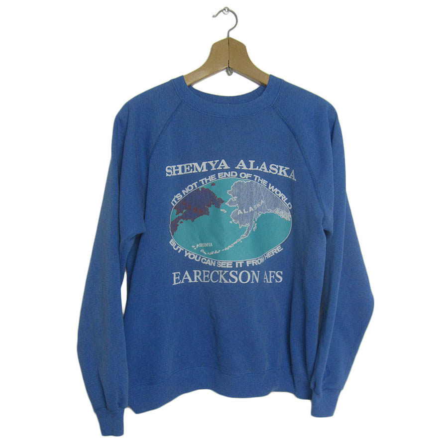 Hanes プリントスウェット 青色 トレーナー 地球 ALASKA