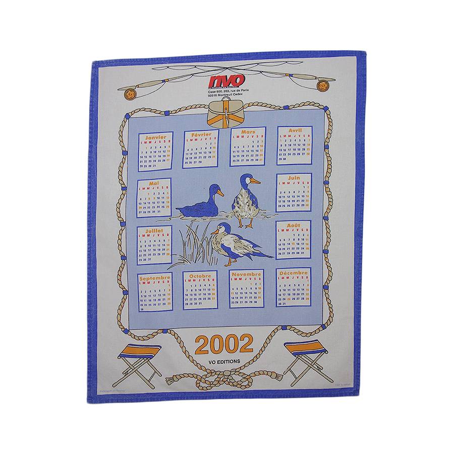 2002 鴨 ファブリック カレンダー 雑貨 タペストリー 布 フランス